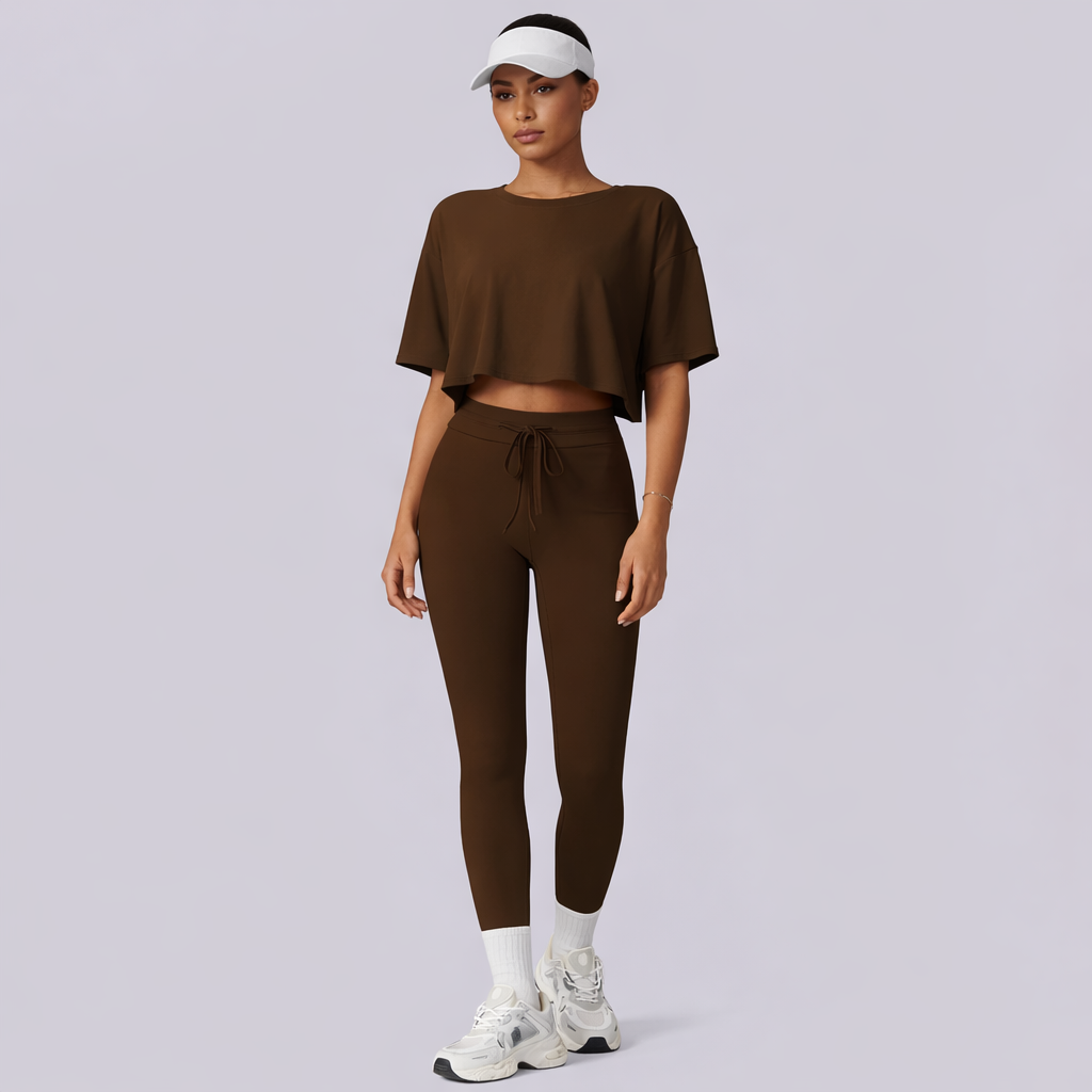 Kahverengi Crop Takım