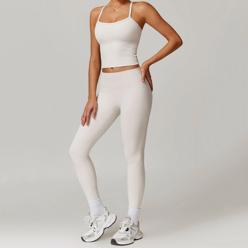 Sırt Detaylı Askılı Atlet Tayt Takım