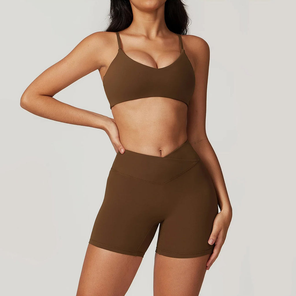 İnce Askılı Bra Çapraz Bel Büzgü Biker Takım