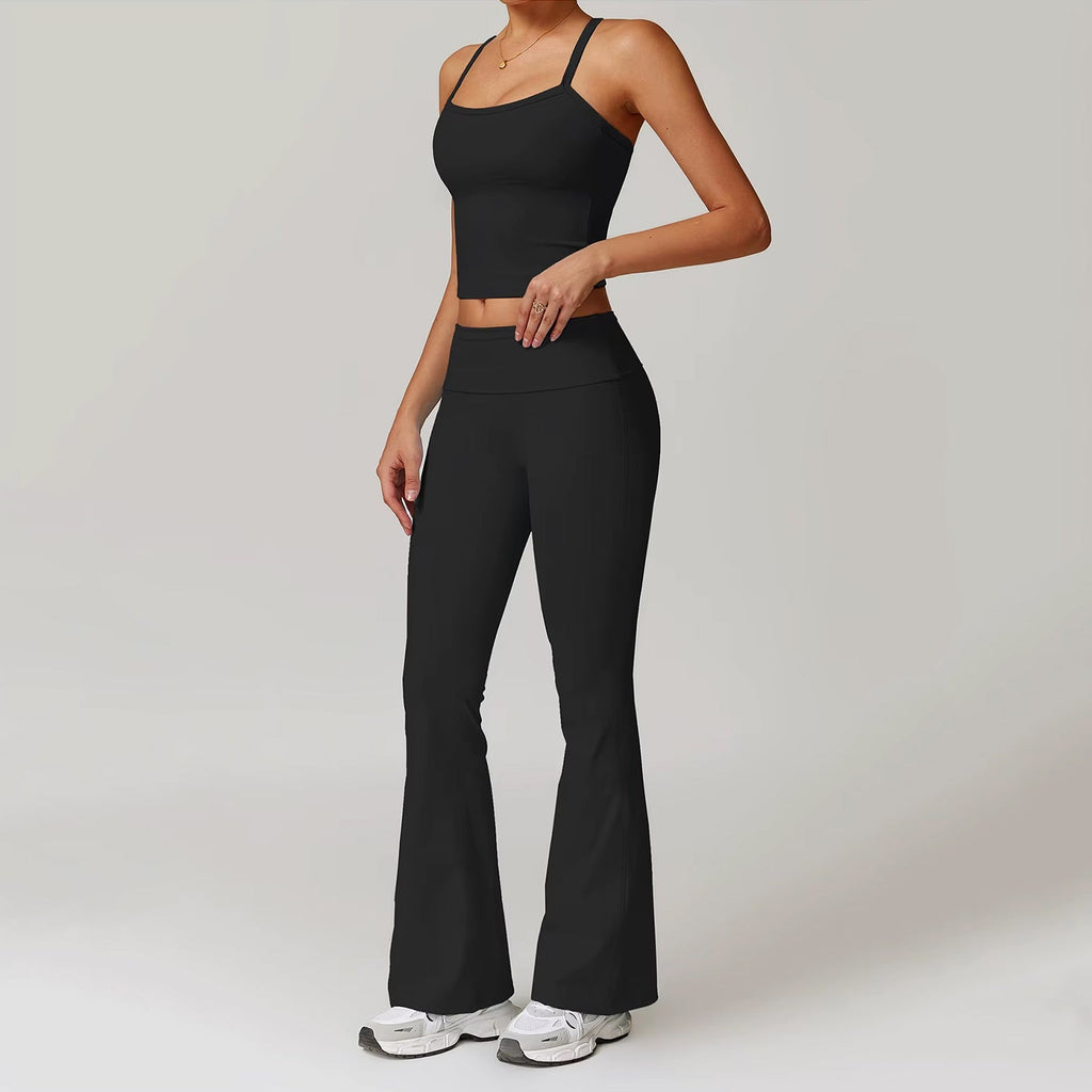 Sırt Detaylı Askılı Atlet Flare Takım