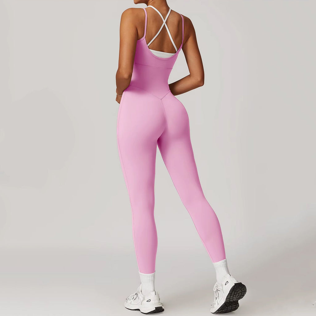 Beyaz Bra Detaylı İnce Askılı Tulum