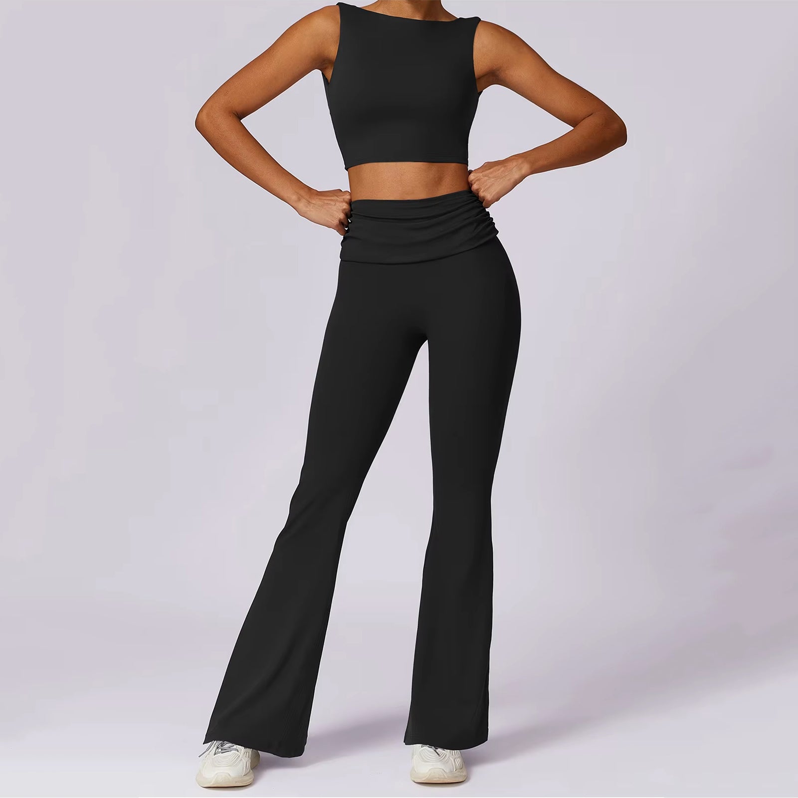 Sırt Dekolteli Crop Flare Takım