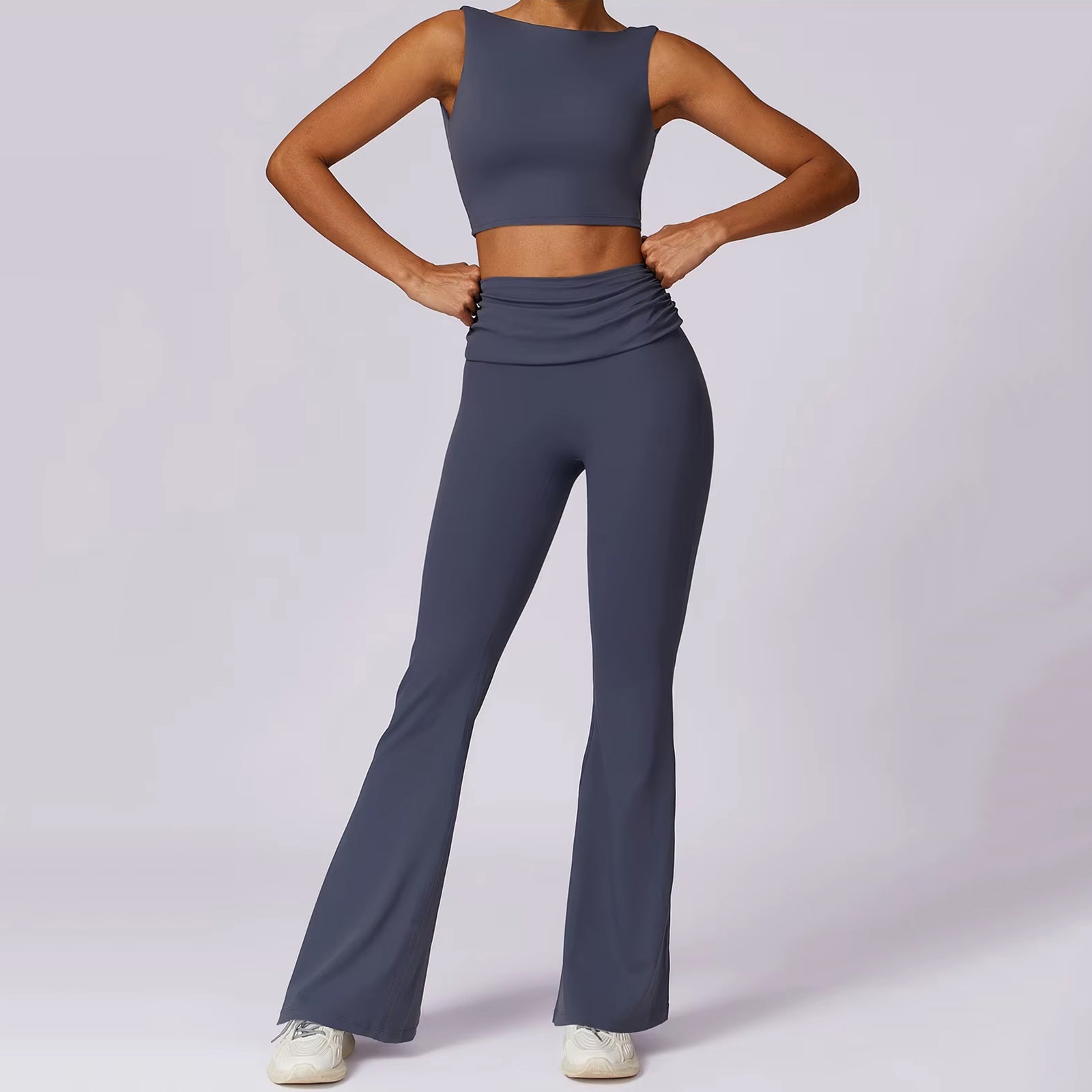 Sırt Dekolteli Crop Flare Takım