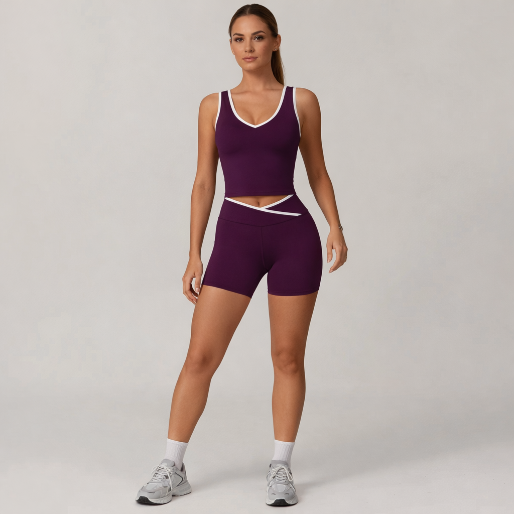 Çizgi Detaylı Atlet Biker Takım