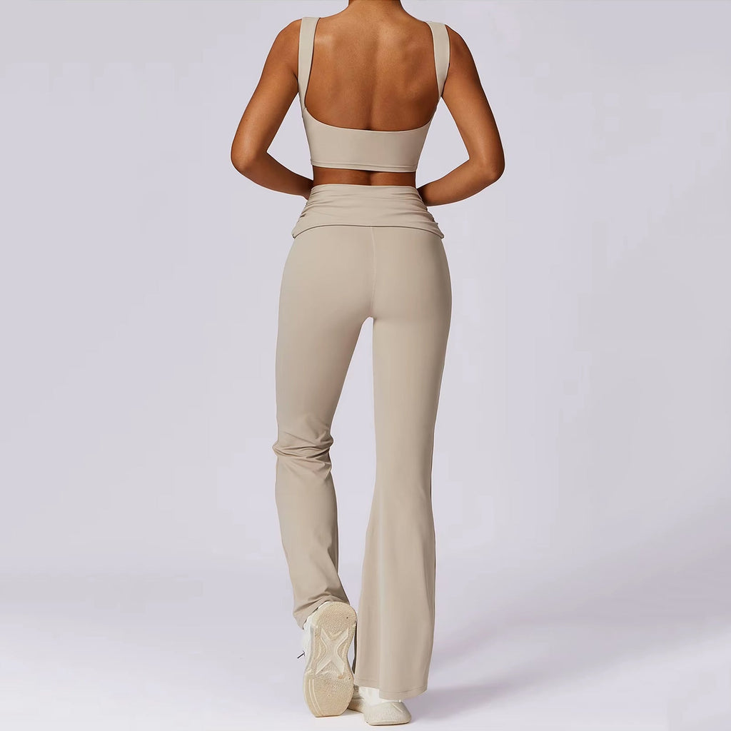 Sırt Dekolteli Crop Flare Takım