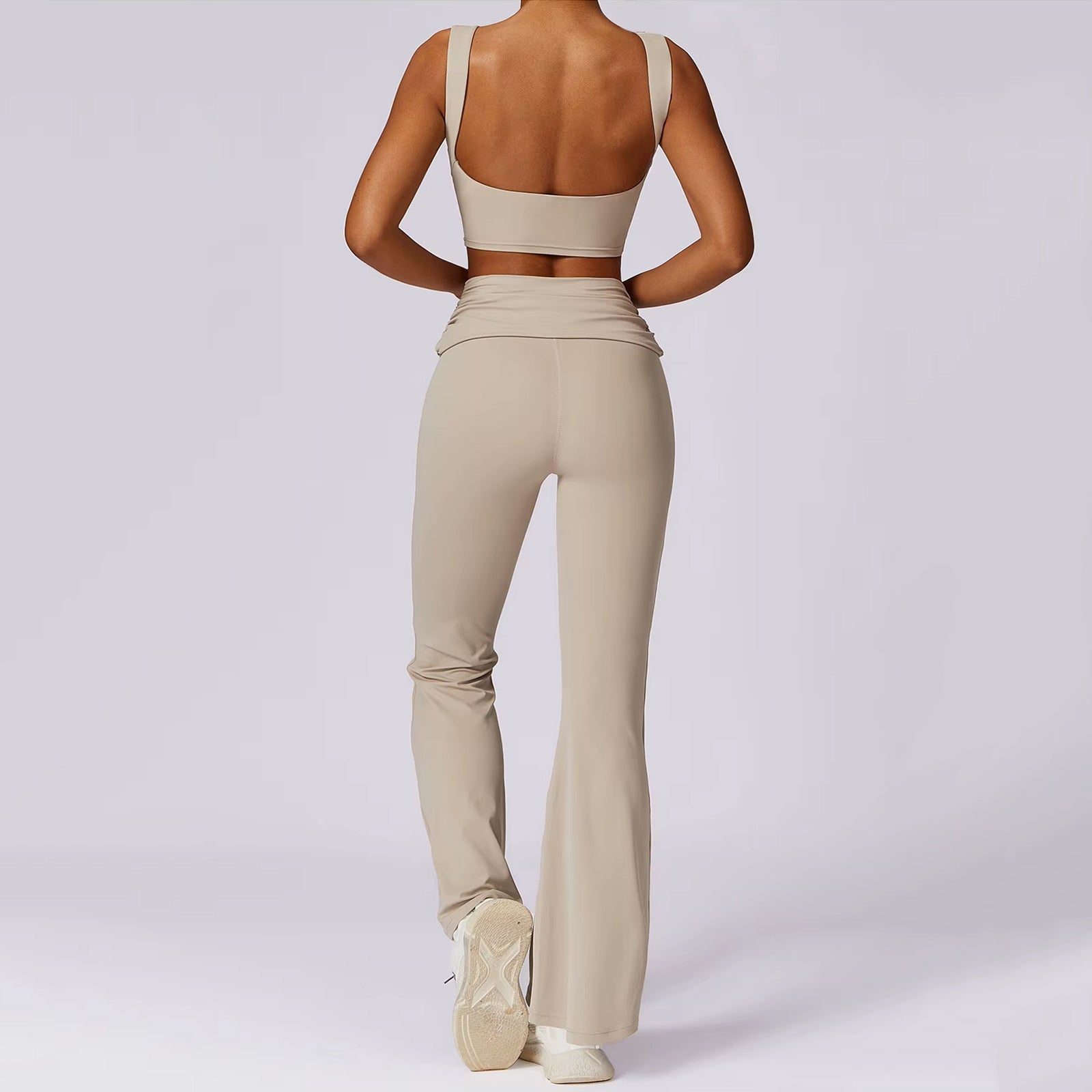 Sırt Dekolteli Crop Flare Takım