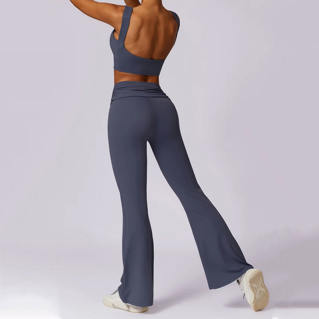 Sırt Dekolteli Crop Flare Takım