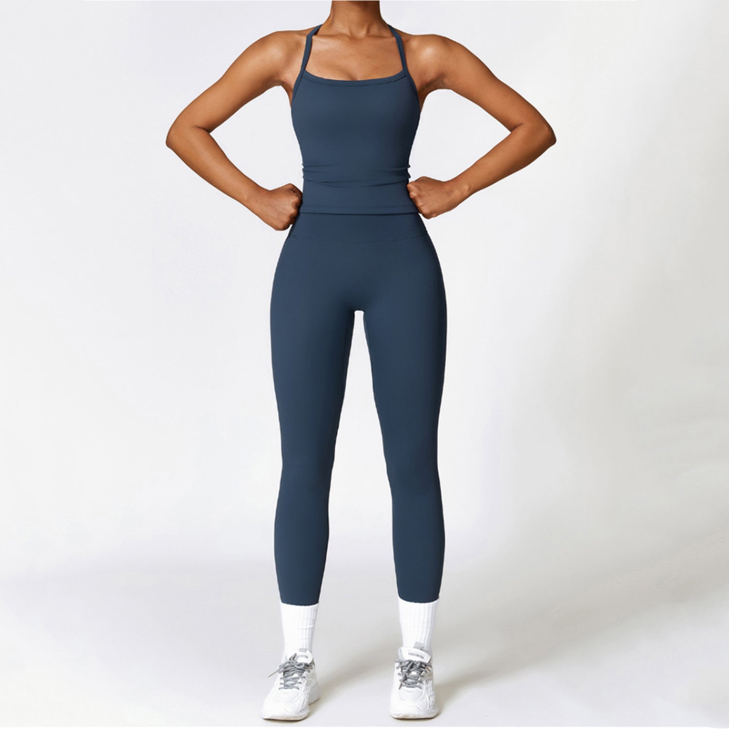 Sırt Detaylı Askılı Atlet Tayt Takım