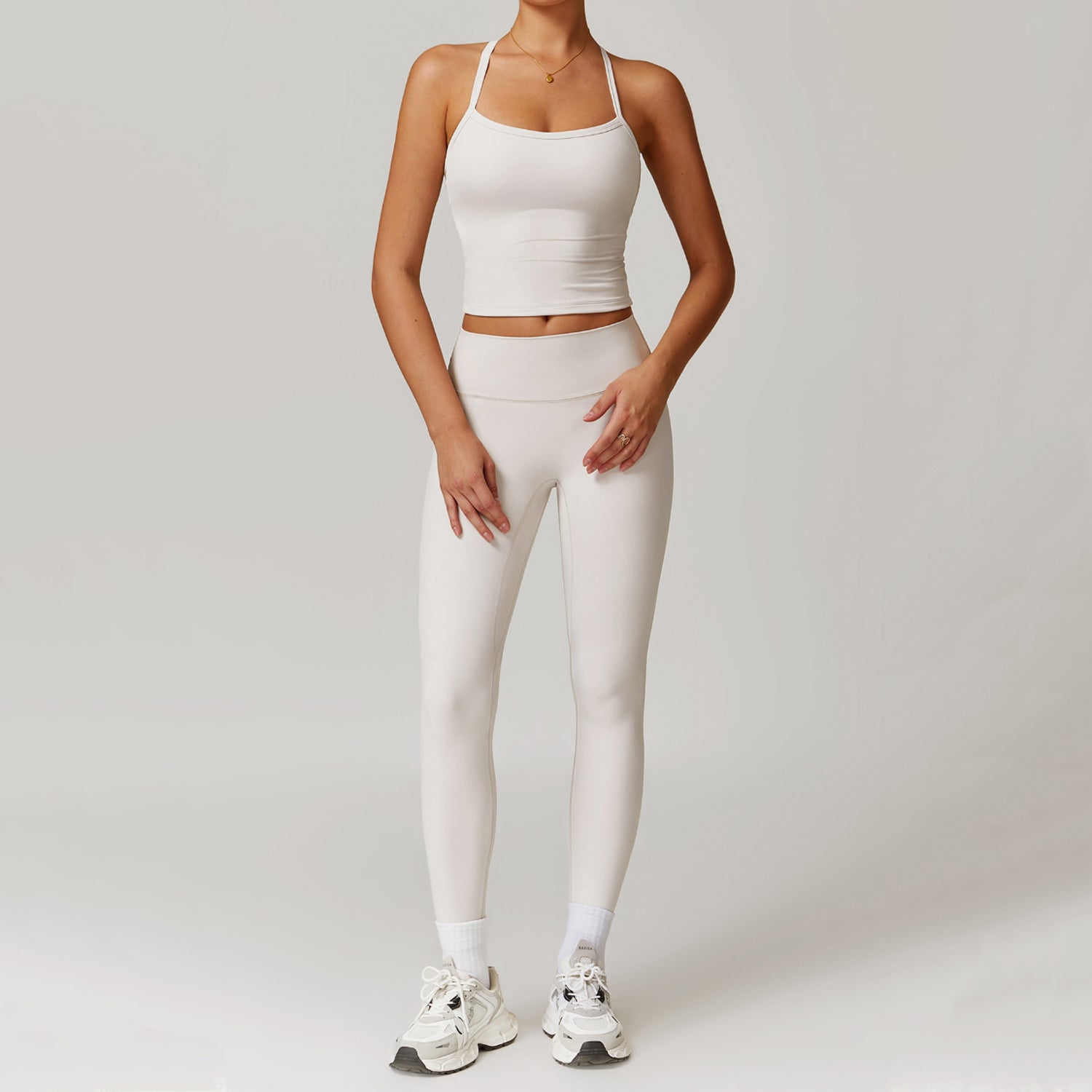 Sırt Detaylı Askılı Atlet Tayt Takım