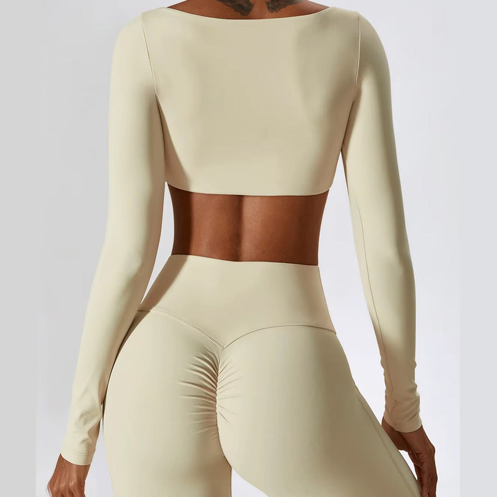 Uzun Kollu Crop Büzgü Flare Takım