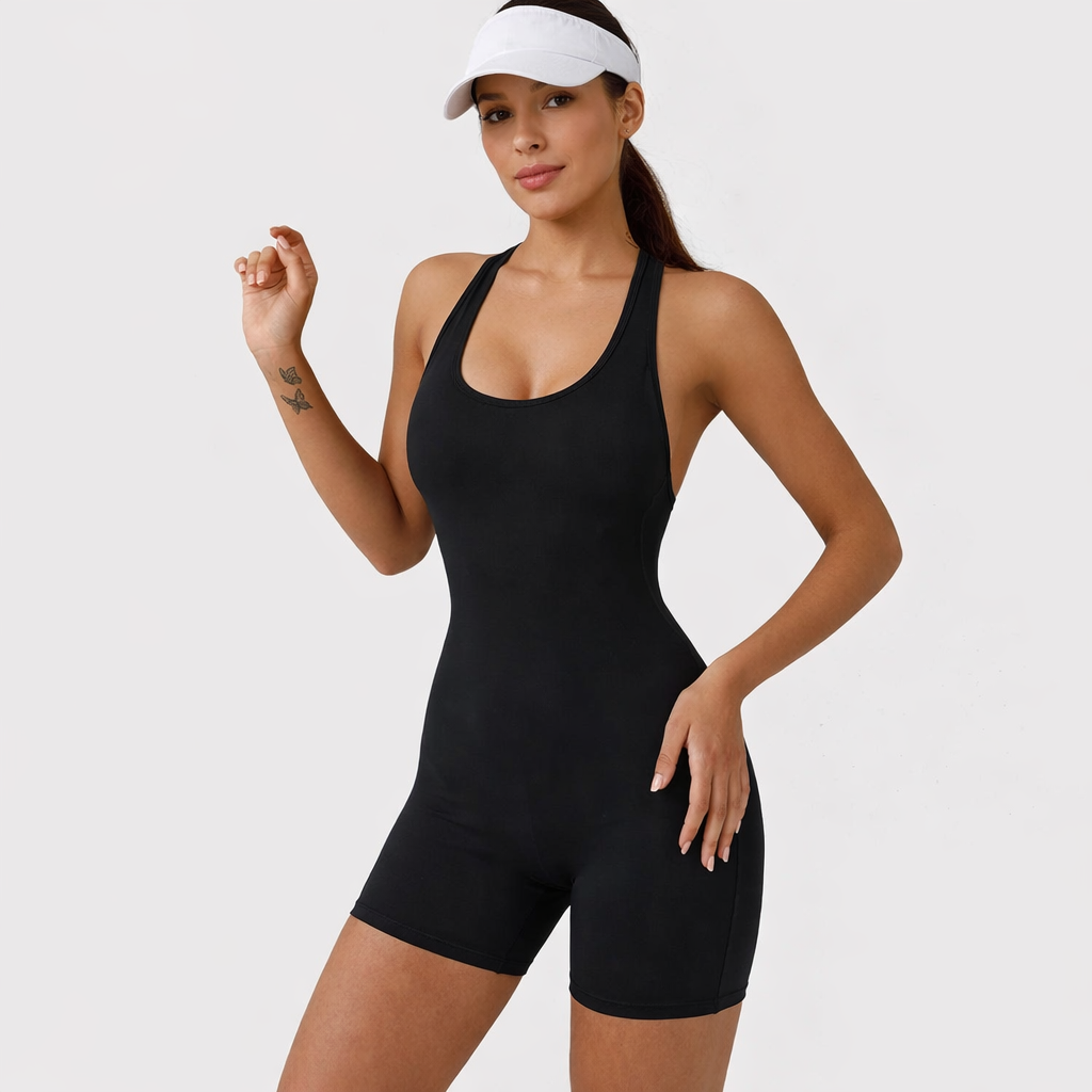 Sırt Detaylı Şort Tulum