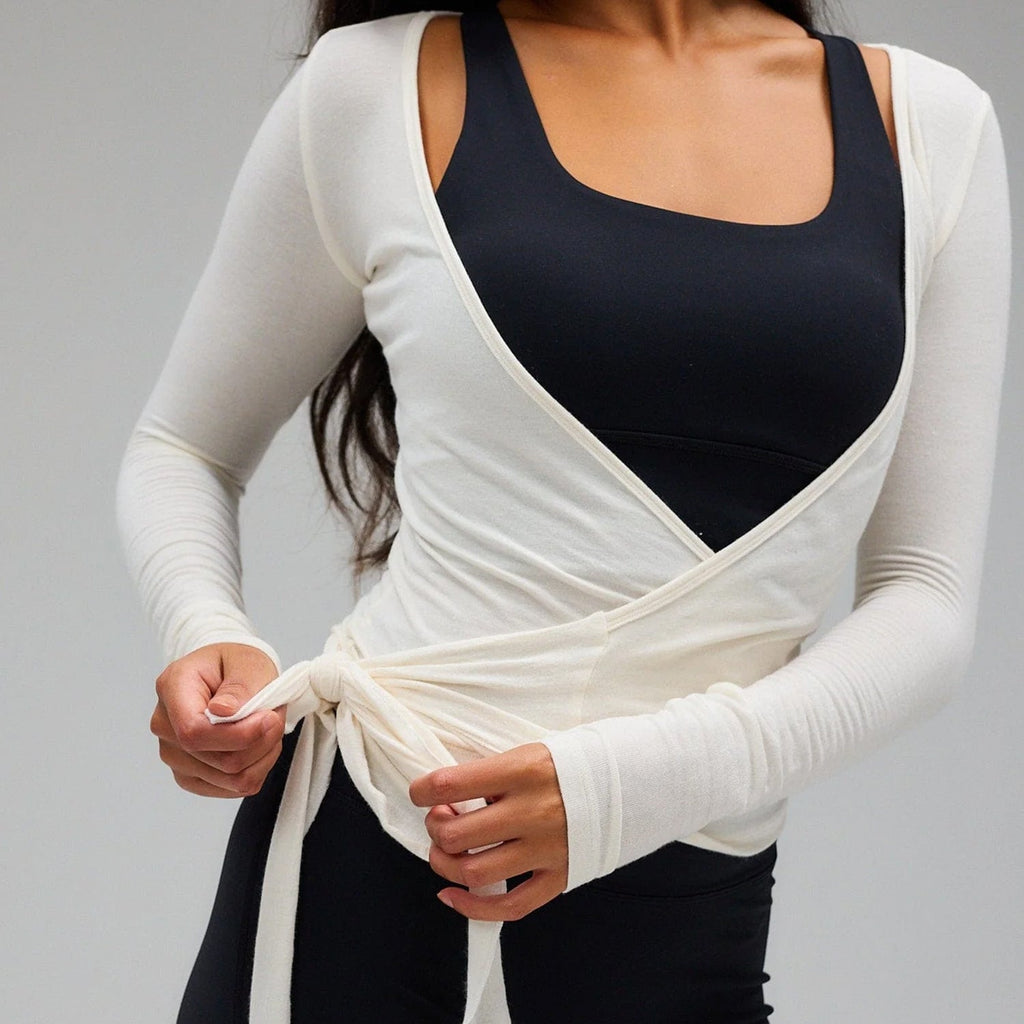 Belden Bağlamalı Kruvaze Balerin Bluz