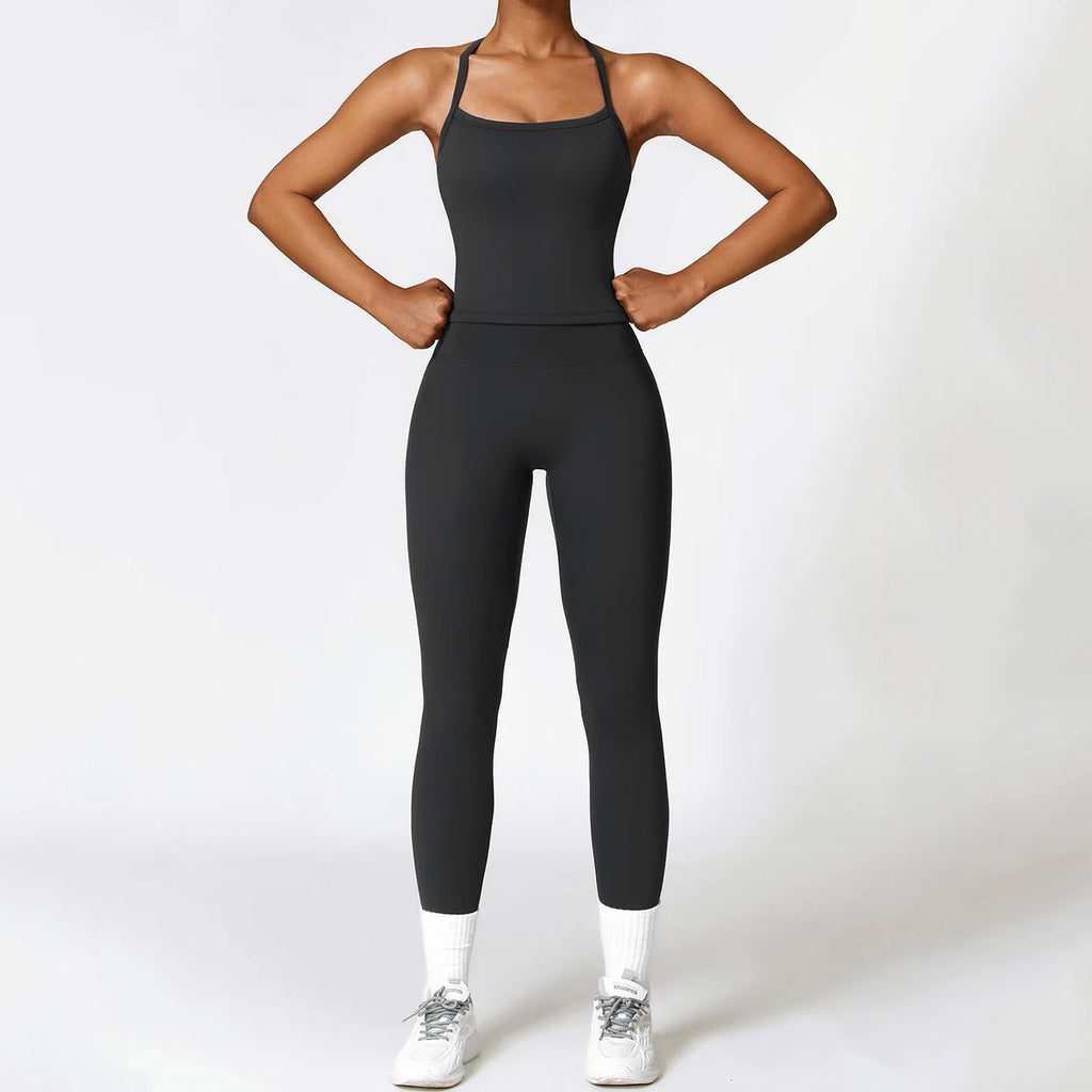 Sırt Detaylı Askılı Atlet Tayt Takım