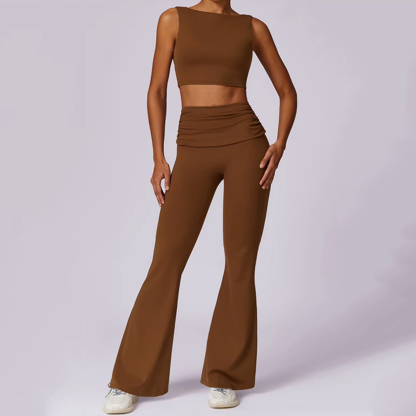 Sırt Dekolteli Crop Flare Takım