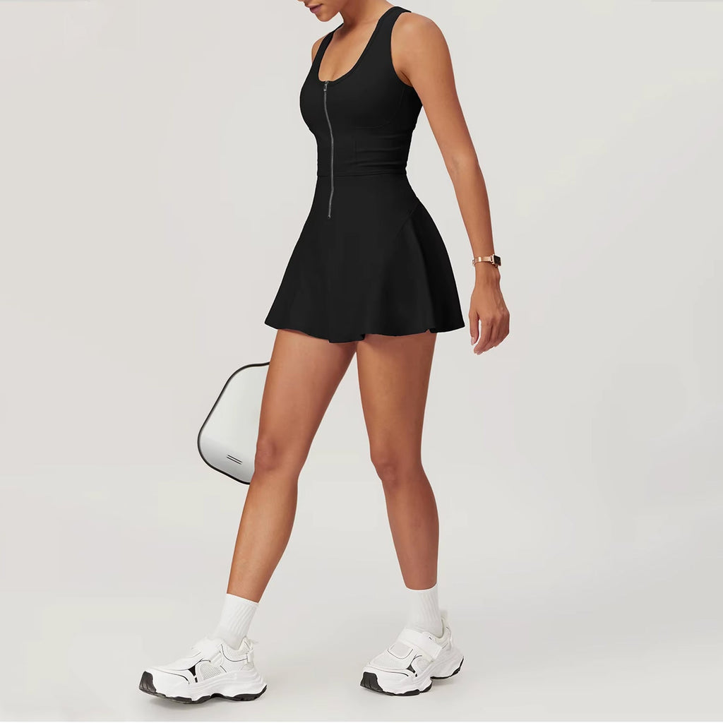 Fermuar Detaylı Şortlu Etek Tulum