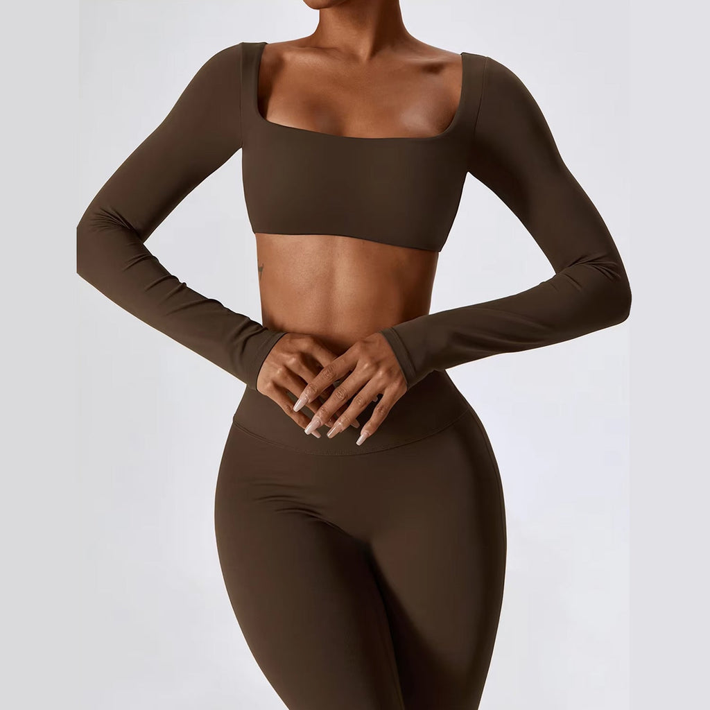 Uzun Kollu Crop Büzgü Flare Takım