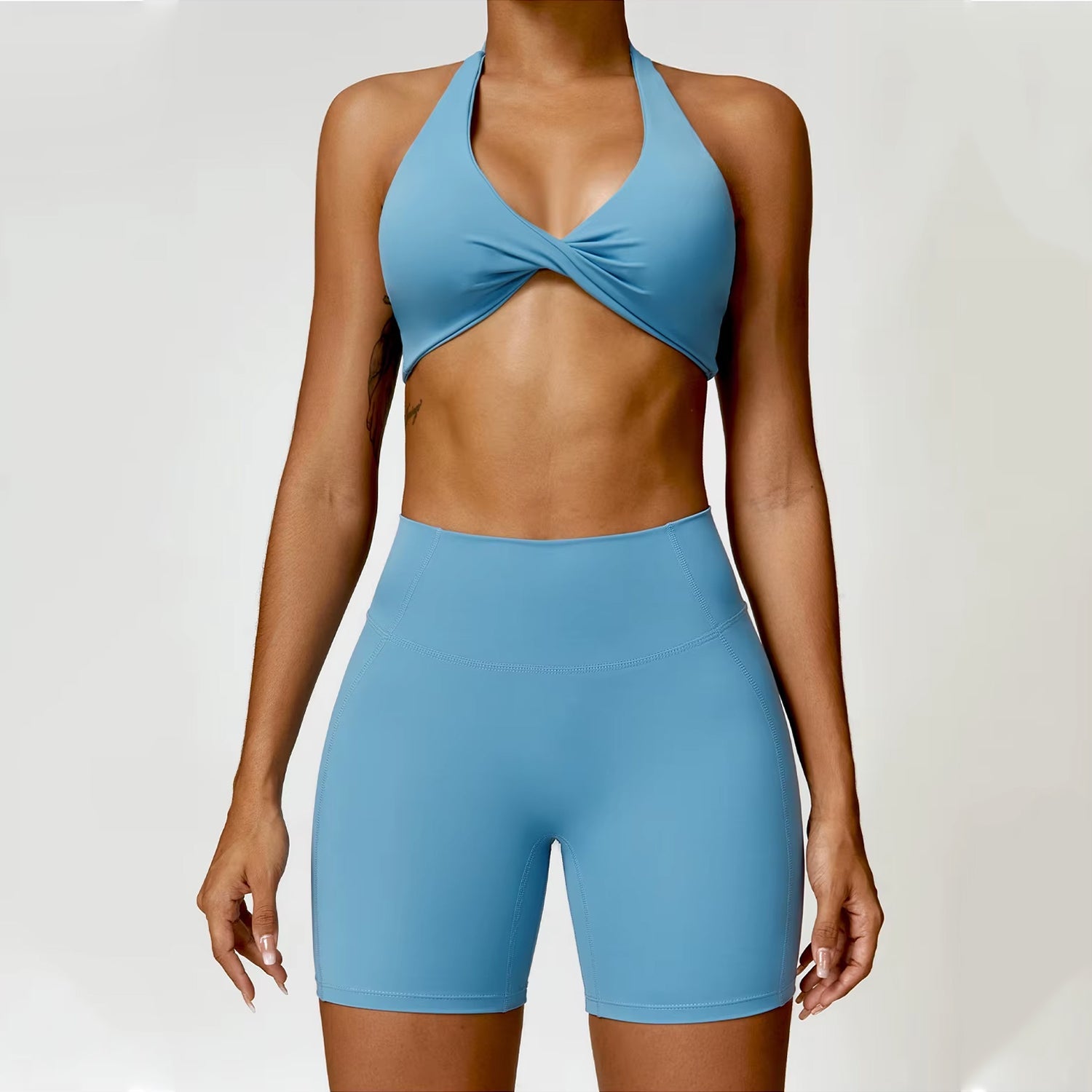 Burgu Bra Biker Şort Takım