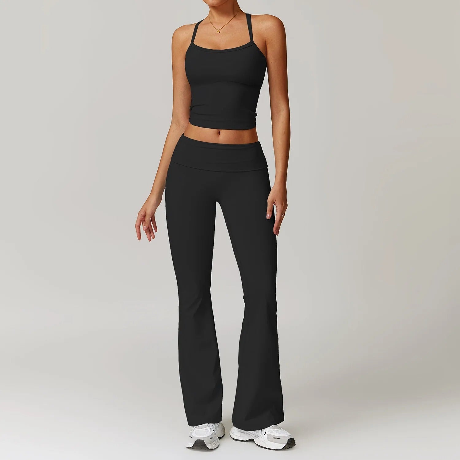 Sırt Detaylı Askılı Atlet Flare Takım