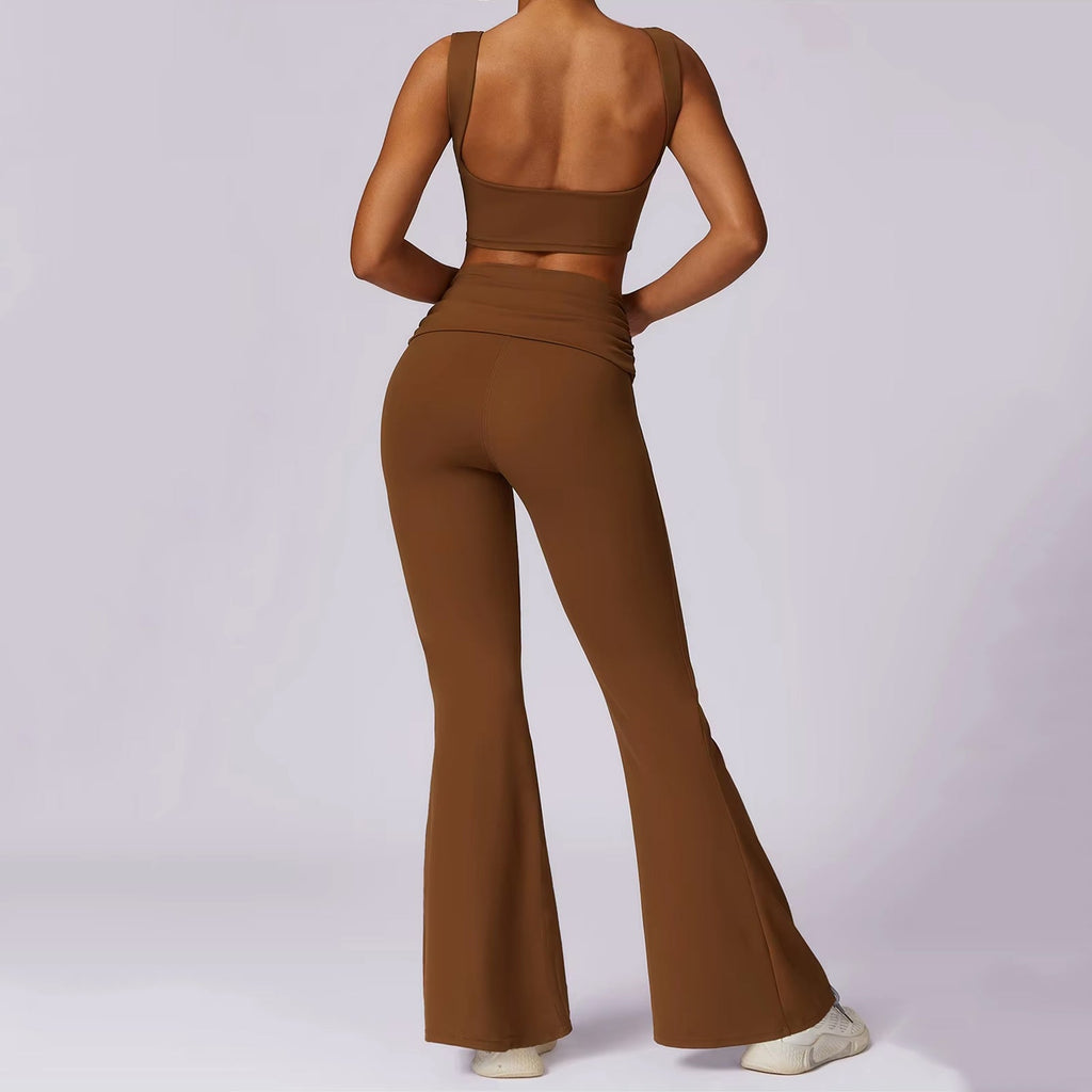 Sırt Dekolteli Crop Flare Takım