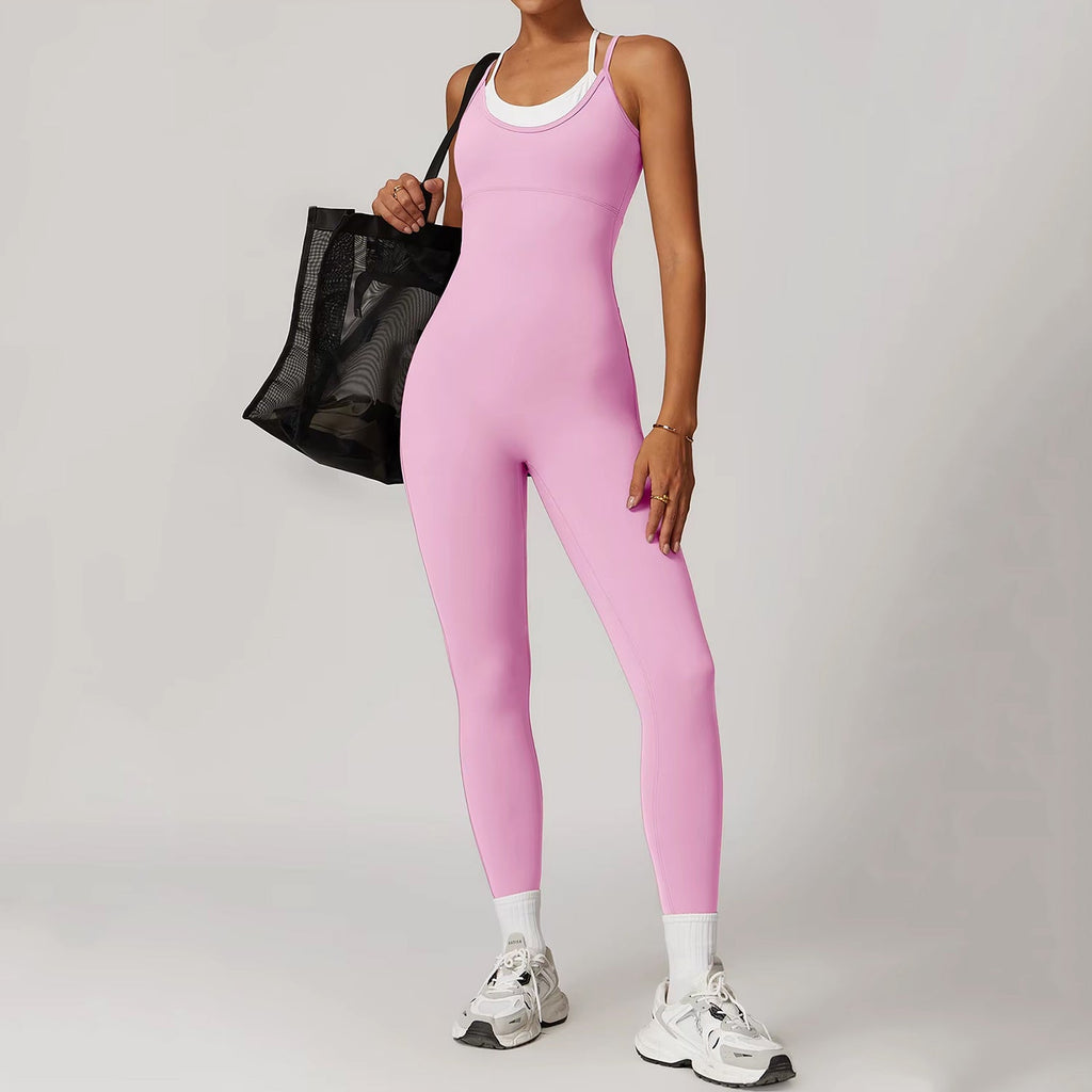 Beyaz Bra Detaylı İnce Askılı Tulum