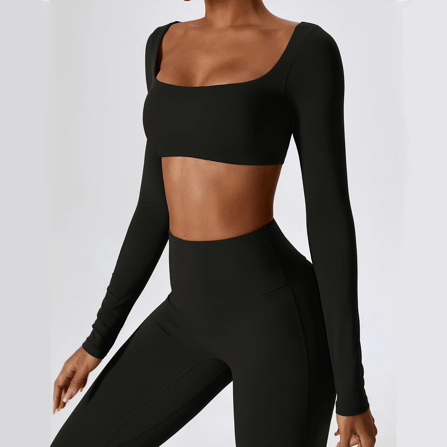 Uzun Kollu Crop Büzgü Flare Takım