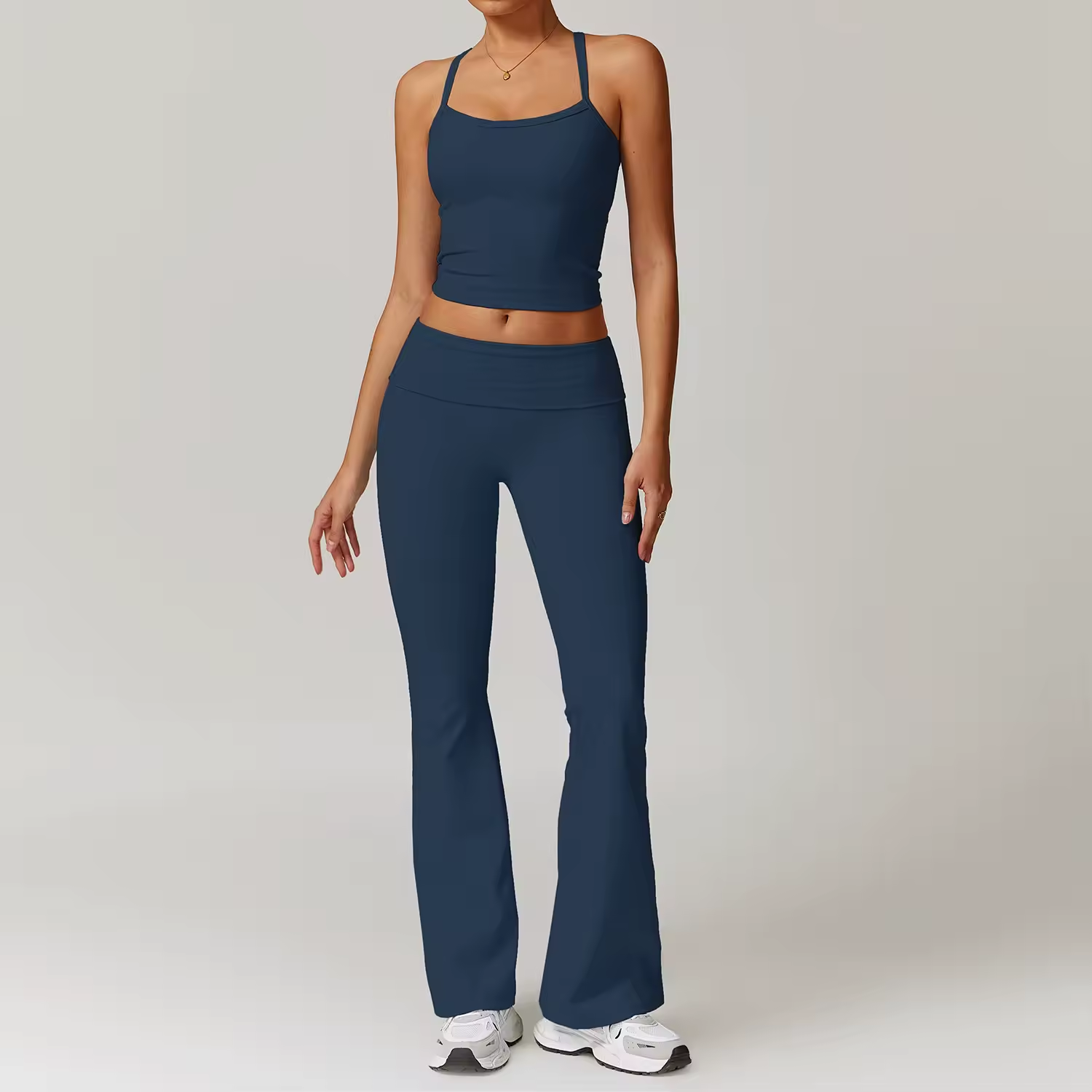 Sırt Detaylı Askılı Atlet Flare Takım