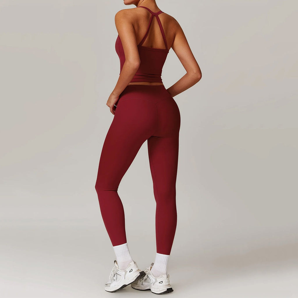 Sırt Detaylı Askılı Atlet Tayt Takım