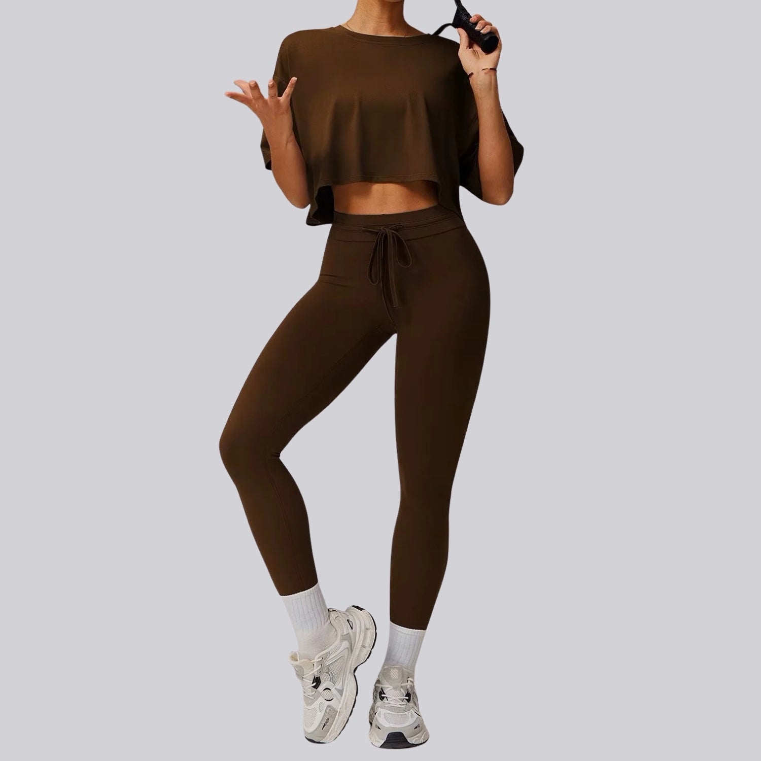 Kahverengi Crop Takım