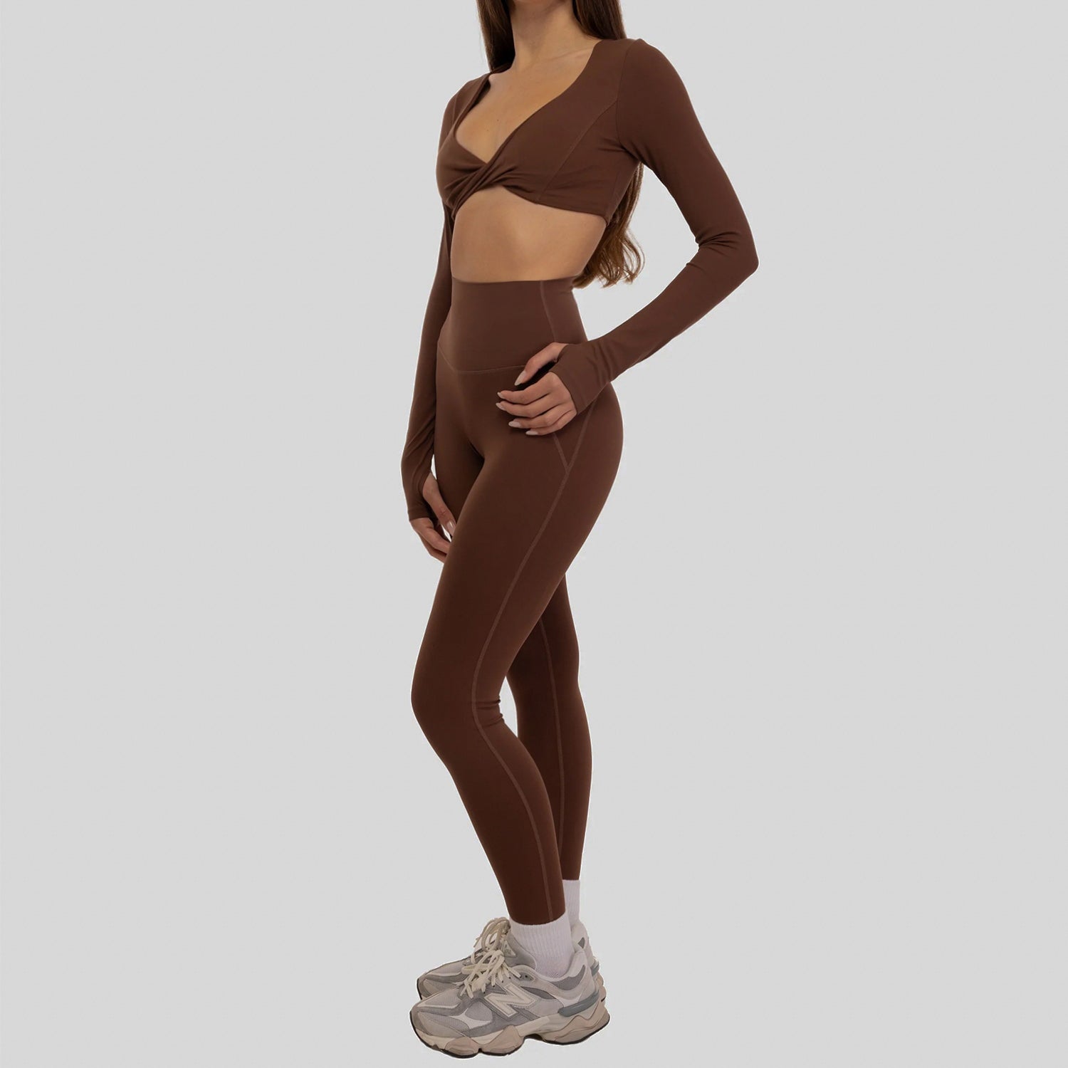 Uzun Kollu Burgu Bra Tayt Takım