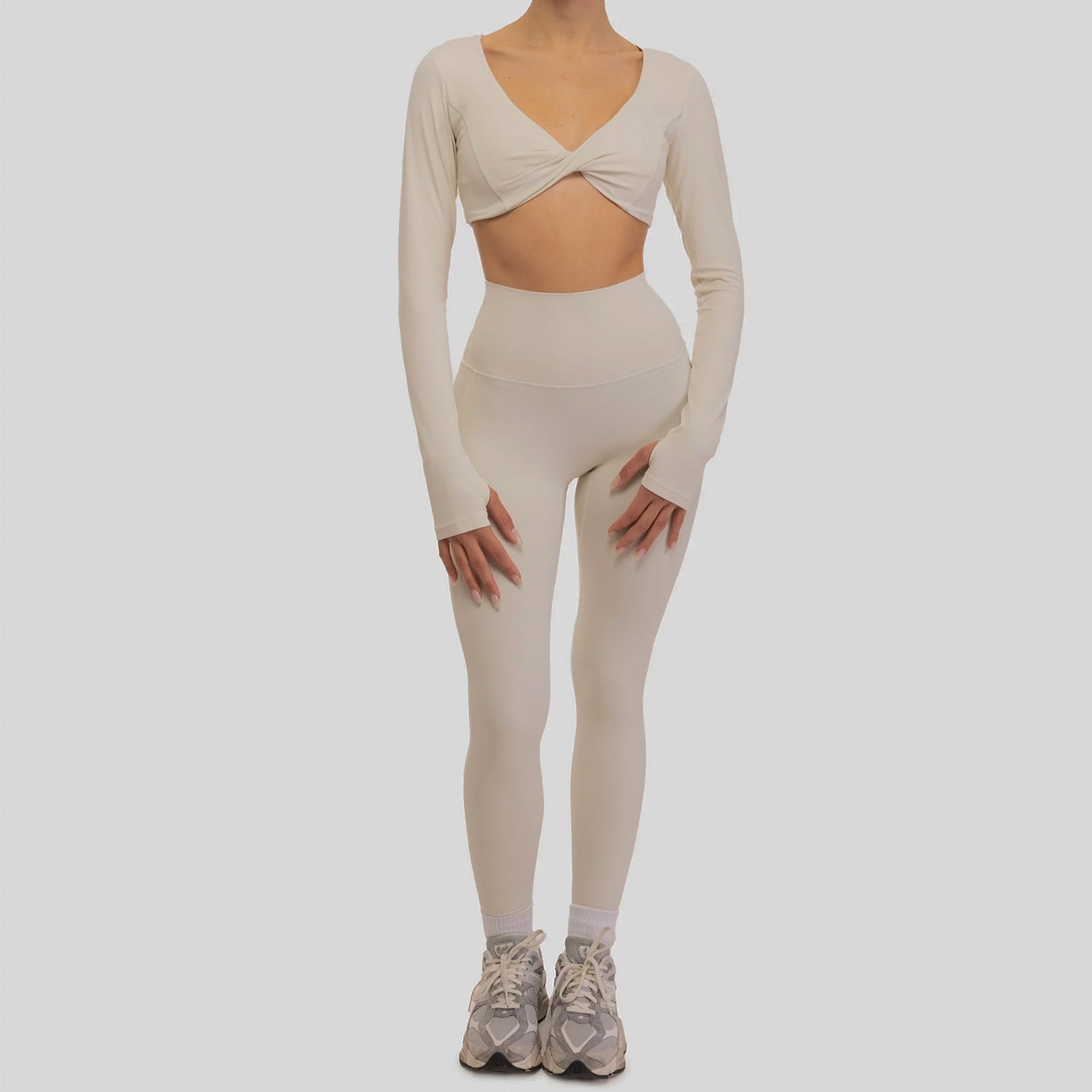 Uzun Kollu Burgu Bra Tayt Takım