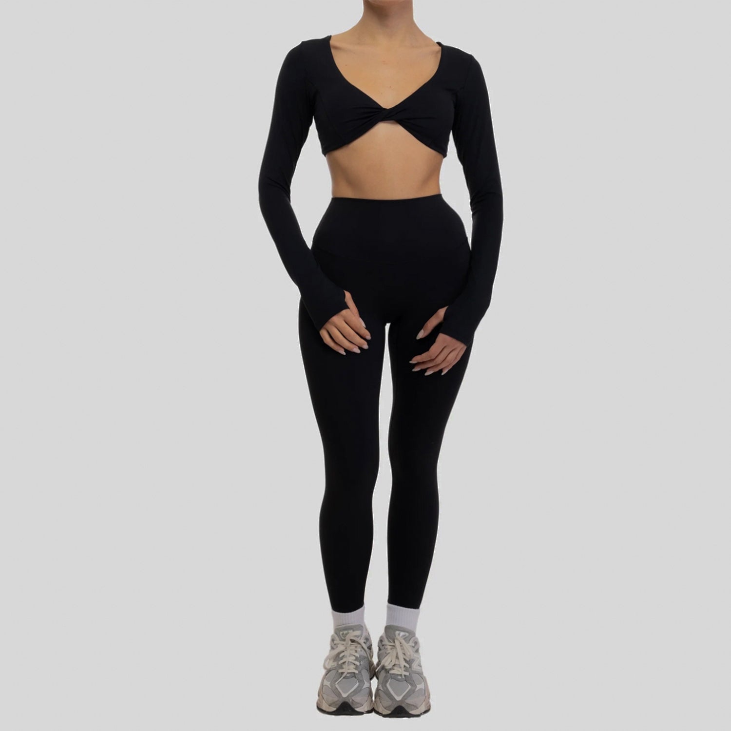 Uzun Kollu Burgu Bra Tayt Takım