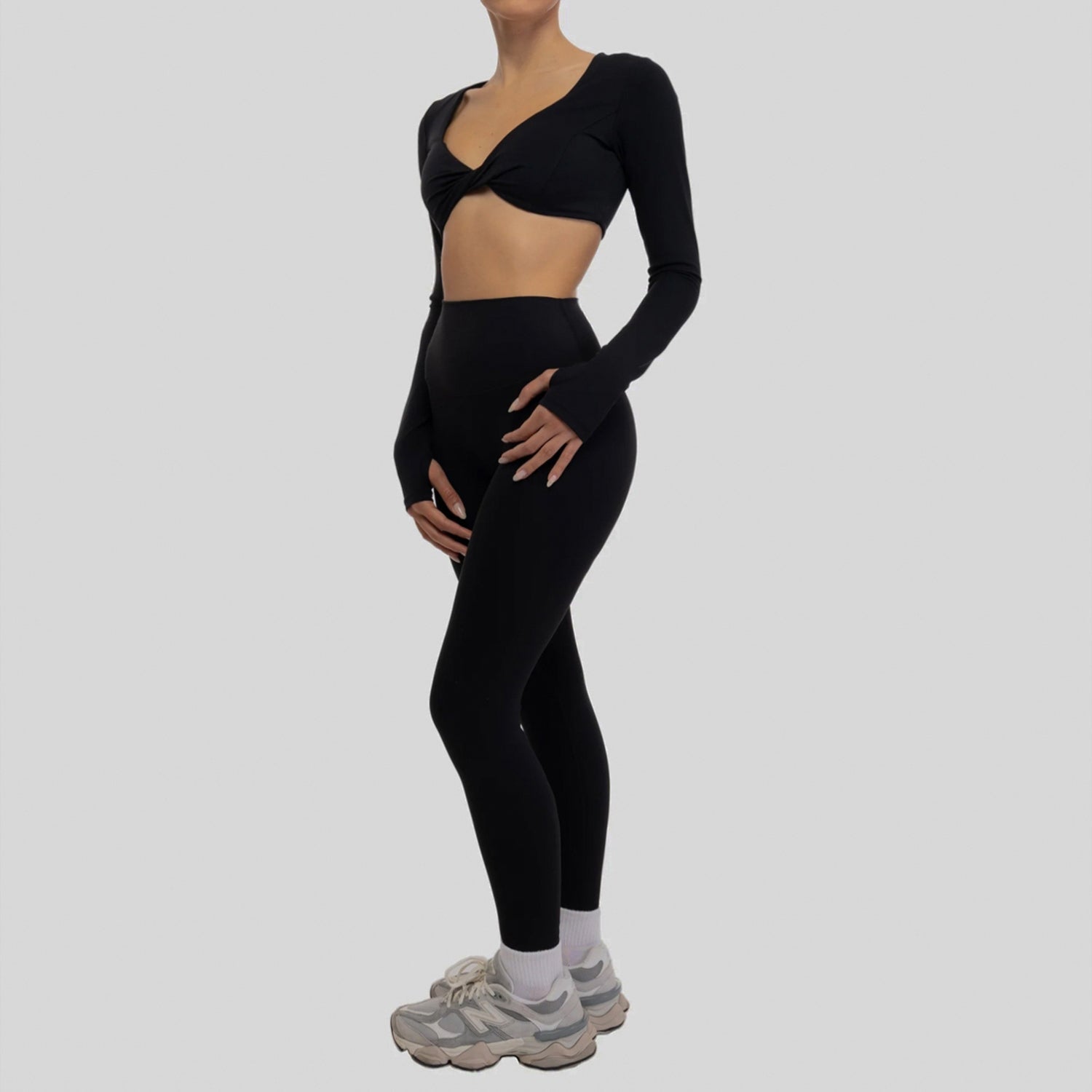 Uzun Kollu Burgu Bra Tayt Takım