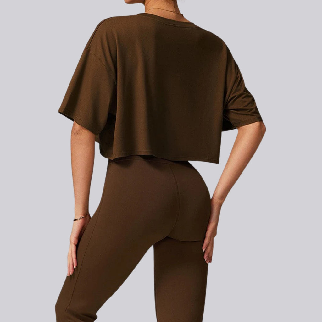 Kahverengi Crop Takım